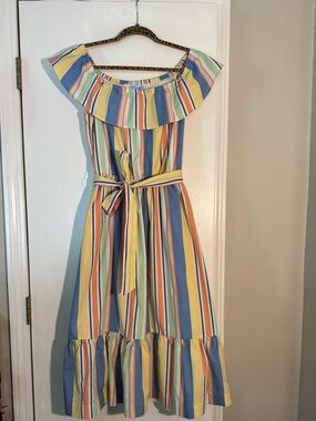 Draper James Pastel Striped Off-Shoulder Dress